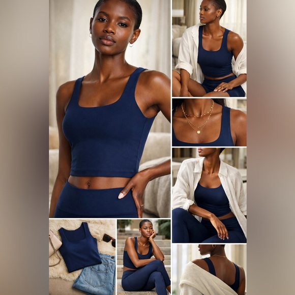 Aqua Tops - AQUA Square Neck Meet & Greet Top – Myth Blue – Size L – NWT Stretch Sculpt Tank